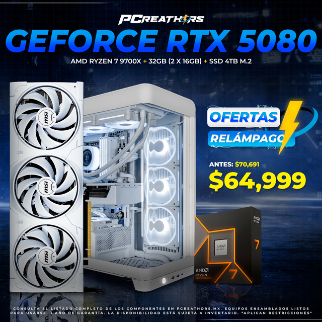 OFR023 - Equipo AMD Ryzen 7 9700X + 32GB (2 X 16GB) + GeForce RTX 5080