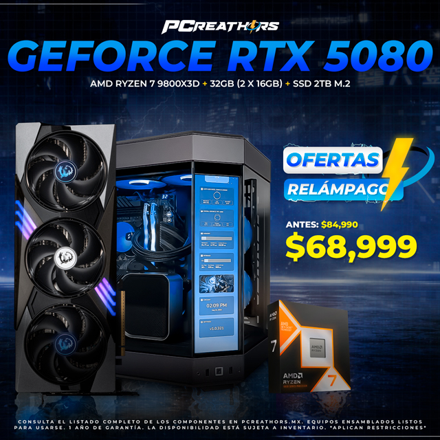 OFR025 - Equipo AMD Ryzen 7 9800X3D + 32GB (2 X 16GB) + GeForce RTX 5080