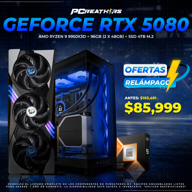 OFR026 - Equipo AMD Ryzen 9 9950X3D + 96GB (2 x 48GB) + GeForce RTX 5080