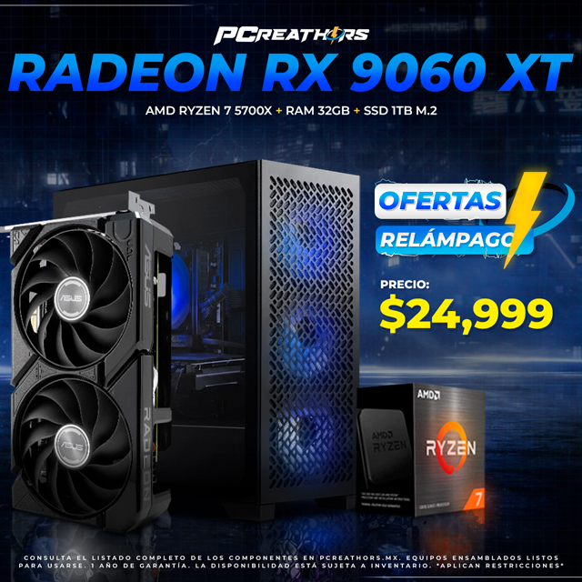 OFR041 - EQUIPO AMD Ryzen 7 5700X + RAM 32GB + Radeon RX 9060 XT