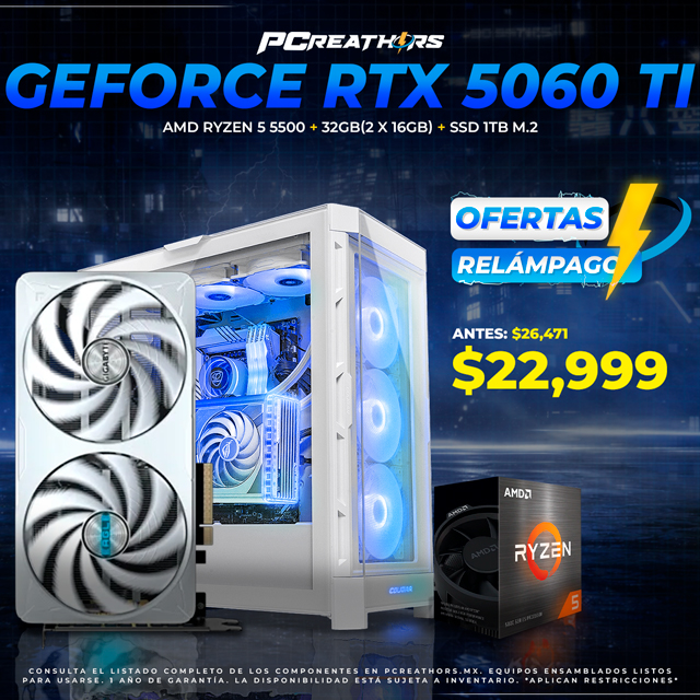 OFR042 - Equipo AMD Ryzen 5 5500 + 32GB (2 X 16GB) + GeForce RTX 5060 Ti
