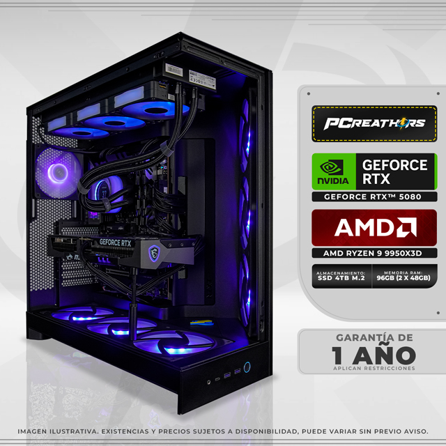 PCRB008 - Equipo AMD Ryzen 9 9950X3D + 96GB (2 X 48GB) + GeForce RTX 5080