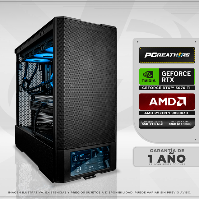 PCRB026 - EQUIPO AMD Ryzen 7 9850X3D + 32GB (2x16GB) + GeForce RTX 5070 Ti