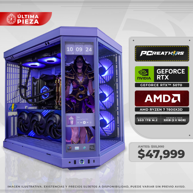 PCRA983 - Equipo AMD Ryzen 7 7800X3D + 32GB - 2 x 16GB + GeForce RTX™ 5070