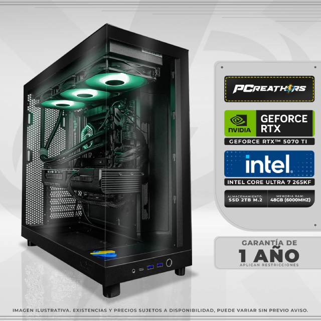 PCRA974 - Equipo Intel Core Ultra 7 265K + 48GB RAM + GeForce RTX 5070 Ti