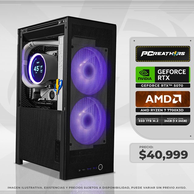 PCRB092 - Equipo AMD Ryzen 7 7700X3D + RAM 24GB + Geforce RTX 5070
