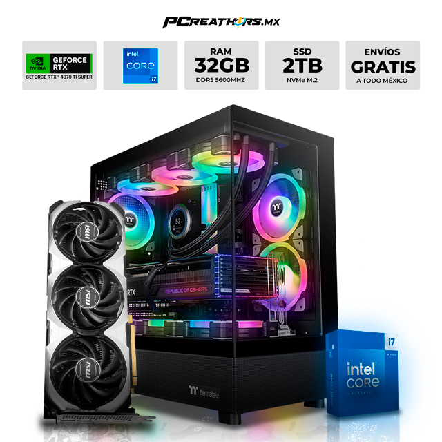 PCRA091 - EQUIPO Intel Core i7-14700K + 32GB (2 x 16GB) + GeForce RTX 4070 Ti SUPER