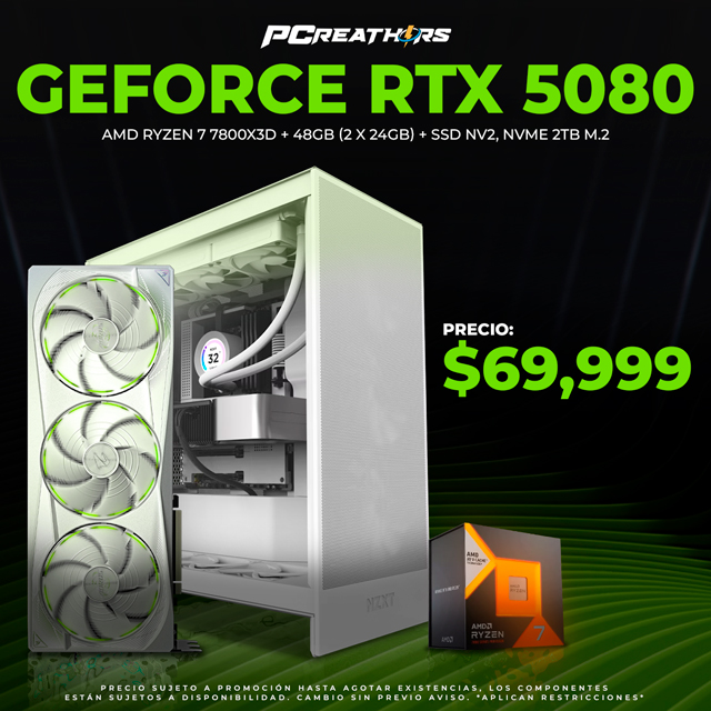 PCRA538 - EQUIPO AMD Ryzen 7 7800X3D + 48GB (2 x 24GB) + GeForce RTX 5080