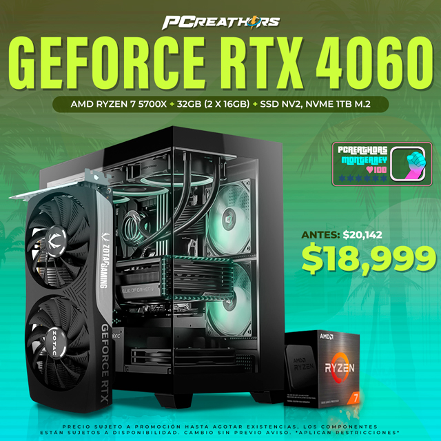 PCRA592 - Equipo AMD Ryzen 7 5700X + 32GB - 2 x 16GB + GeForce RTX 4060