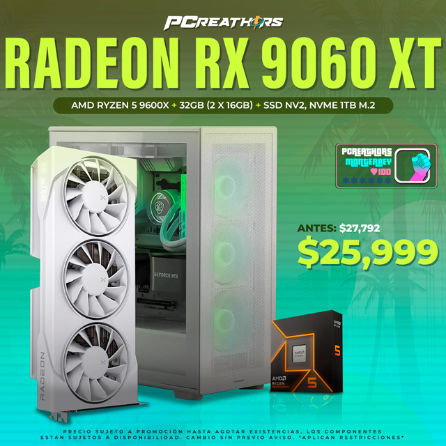 PCRA597 - Equipo AMD Ryzen 5 9600X + 32GB (2 x 16GB) + Radeon RX 9060 XT