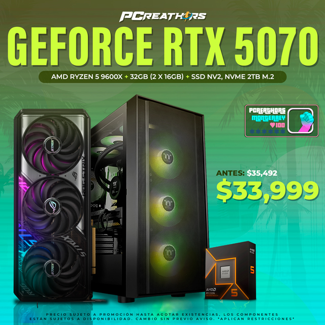 PCRA600 - Equipo AMD Ryzen 5 9600X + 32GB (2 x 16GB) + GeForce RTX 5070