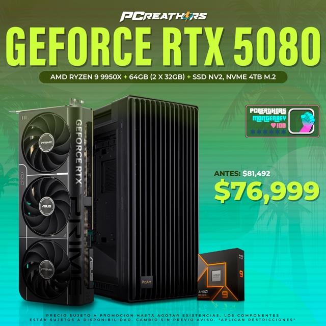PCRA602 - Equipo AMD Ryzen 9 9950X + 64GB - 2 x 32GB + GeForce RTX 5080
