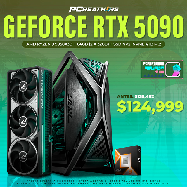 PCRA603 - Equipo AMD Ryzen 9 9950X3D + 64GB - 2 x 32GB + GeForce RTX 5090