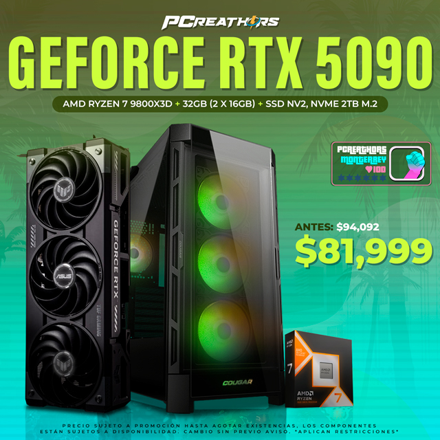 PCRA605 - Equipo AMD Ryzen 7 9800X3D + 32GB (2 x 16GB) + GeForce RTX 5090