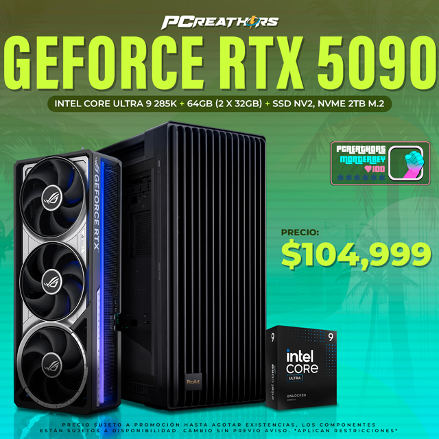 PCRA625 - Equipo Intel Core Ultra 9 285K + 64GB (2 x 32GB) + GeForce RTX 5090