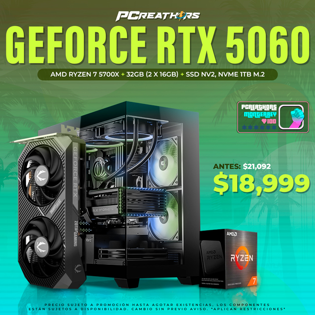 PCRA633 - Equipo AMD Ryzen 7 5700X + 32GB (2 x 16GB) + GeForce RTX 5060