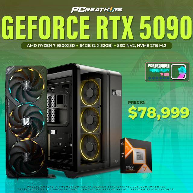 PCRA635 - Equipo AMD Ryzen 7 9800X3D + 32GB (2X16GB) + GeForce RTX 5090