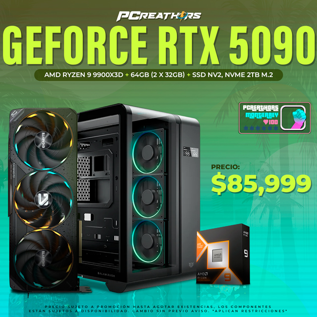 PCRA645 - Equipo AMD Ryzen 9 9900X3D + 64GB (2 x 32GB) + GeForce RTX 5090