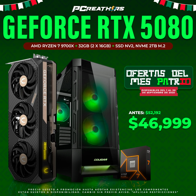 PCRA696 - Equipo AMD Ryzen 7 9700X + 32GB - 2 x 16GB + GeForce RTX 5080