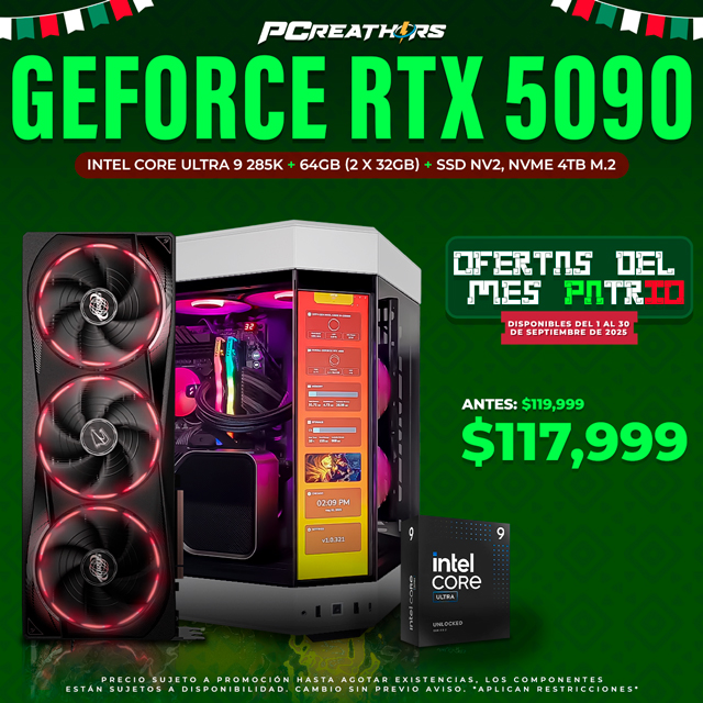 PCRA707 - Equipo Intel Core Ultra 9 285K + 64GB - 2 x 32GB + GeForce RTX 5090