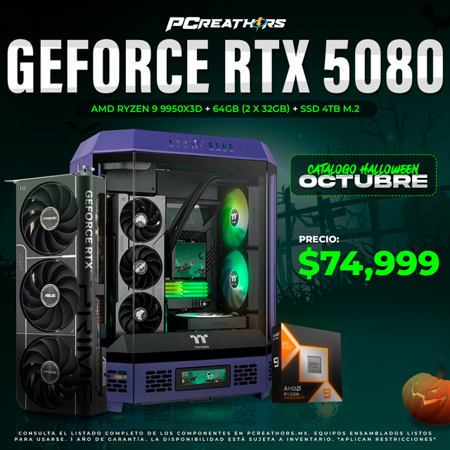 PCRA710 - Equipo AMD Ryzen 9 9950X3D + 64GB (2 x 32GB) + GeForce RTX 5080
