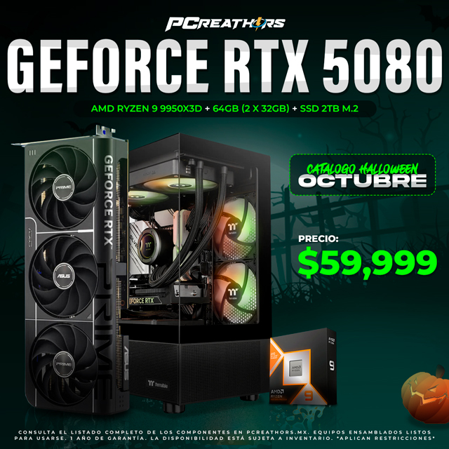 PCRA713 - Equipo AMD Ryzen 9 9950X3D + 64GB - 2 x 32GB + GeForce RTX 5080