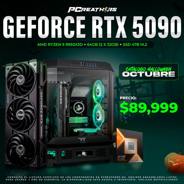 PCRA738 - EQUIPO AMD Ryzen 9 9950X3D + 64GB (2 x 32GB) + GeForce RTX 5090