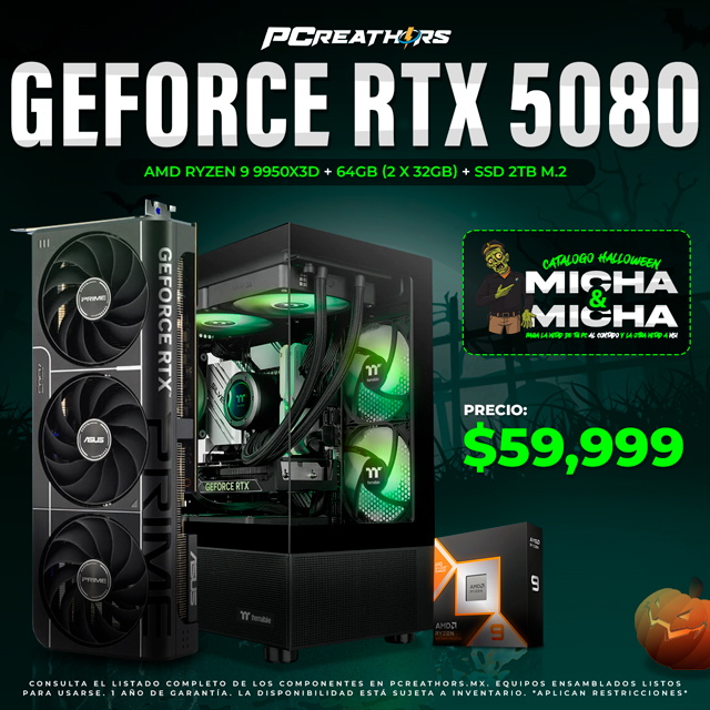PCRA754 - Equipo AMD Ryzen 9 9950X3D + 64GB - 2 x 32GB + GeForce RTX 5080