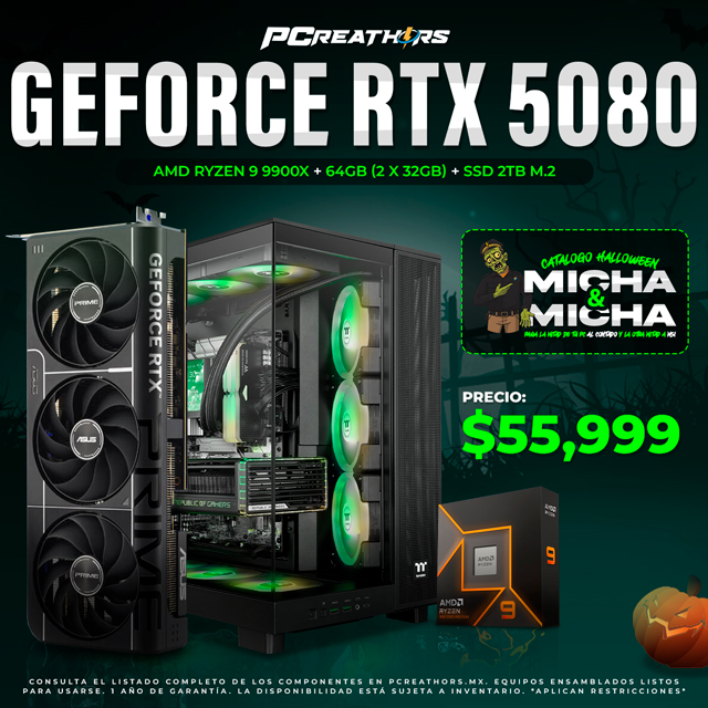 PCRA755 - Equipo AMD Ryzen 9 9900X + 64GB (2 x 32GB) + GeForce RTX 5080