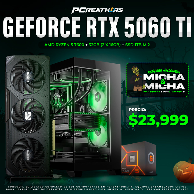 PCRA760 - Equipo AMD Ryzen 5 7600 + 32GB (2x16GB) + Geforce RTX 5060 TI
