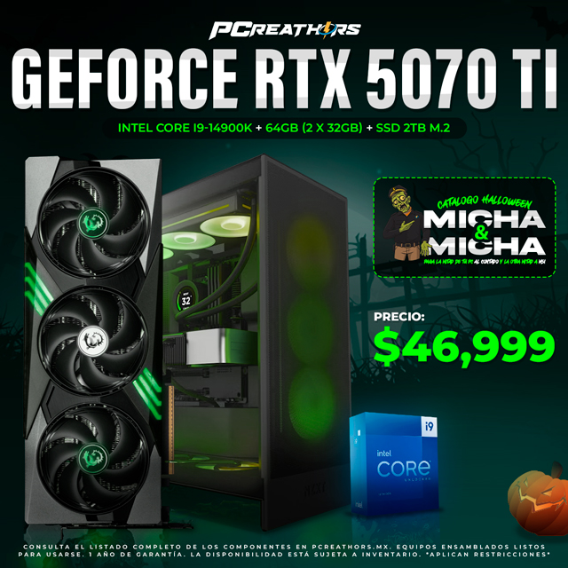 PCRA768 - Equipo Intel Core i9-14900K + 64GB (2 x 32GB) + GeForce RTX 5070 Ti