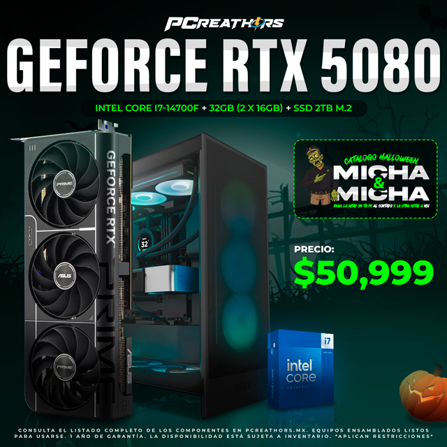 PCRA771 - Equipo Intel Core i7-14700F + 32GB (2x16GB) + GeForce RTX 5080