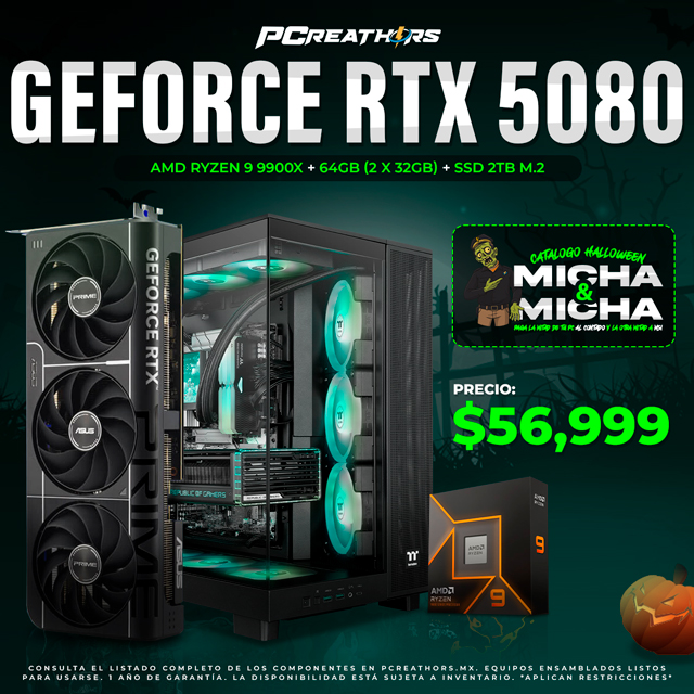 PCRA774 - Equipo AMD Ryzen 9 9900X + 64GB (2 x 32GB) + GeForce RTX 5080
