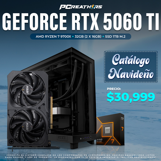 PCRA824 - Equipo AMD Ryzen 7 9700X + 32GB - 2 x 16GB + GeForce RTX 5060 Ti