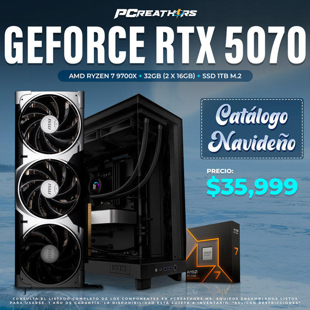 PCRA825 - Equipo AMD Ryzen 7 9700X + 32GB - 2 x 16GB + GeForce RTX 5070