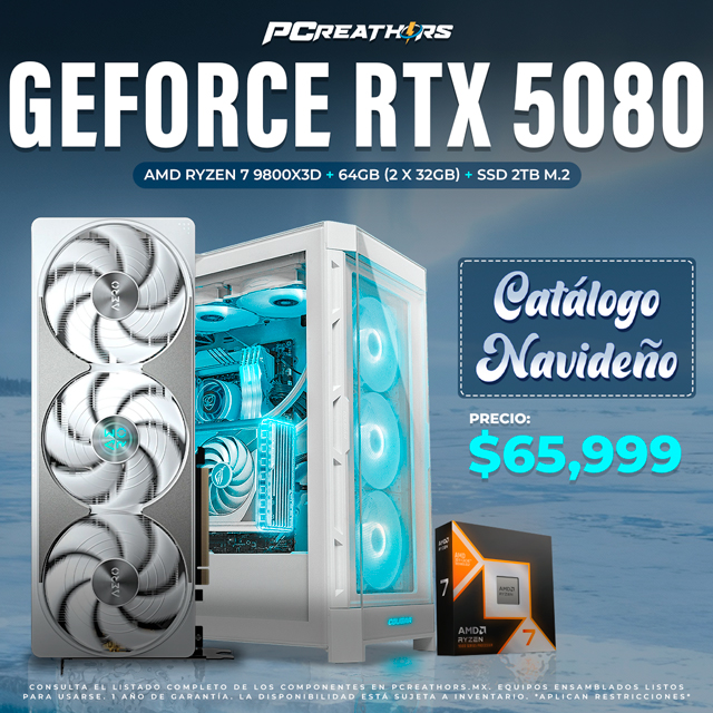 PCRA829 - Equipo AMD Ryzen 7 9800X3D + 64GB - 2 x 32GB + GeForce RTX 5080