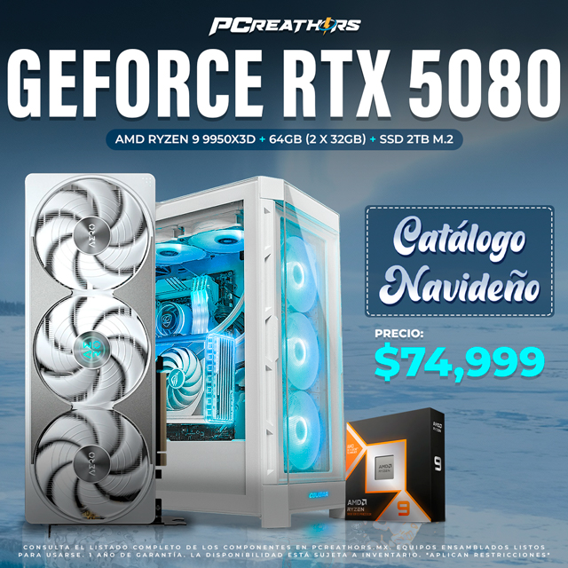 PCRA831 - Equipo AMD Ryzen 9 9950X3D + 64GB - 2 x 32GB + GeForce RTX 5080