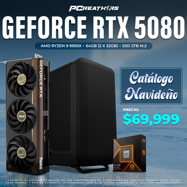 PCRA842 - Equipo AMD Ryzen 9 9950X + 64GB (2 x 32GB) + GeForce RTX 5080