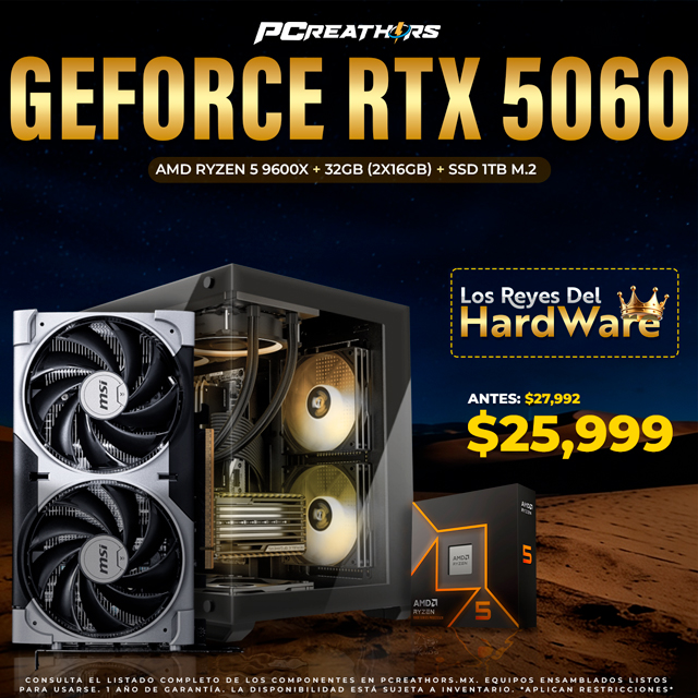 PCRA876 - Equipo AMD Ryzen 5 9600X + 32GB - 2 x 16GB + GeForce RTX 5060