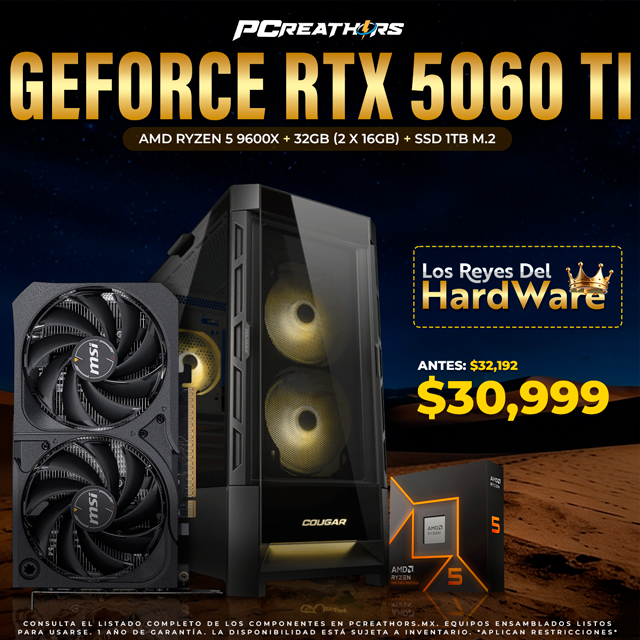 PCRA878 - Equipo AMD Ryzen 5 9600X + 32GB - 2 x 16GB + GeForce RTX 5060 Ti