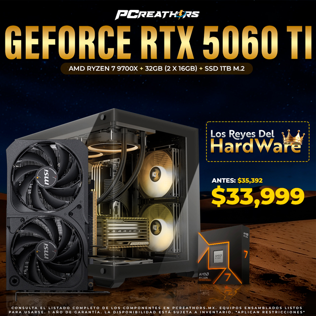 PCRA879 - Equipo AMD Ryzen 7 9700X + 32GB - 2 x 16GB + GeForce RTX 5060 Ti