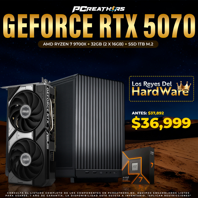 PCRA880 - Equipo AMD Ryzen 7 9700X + 32GB - 2 x 16GB + GeForce RTX 5070