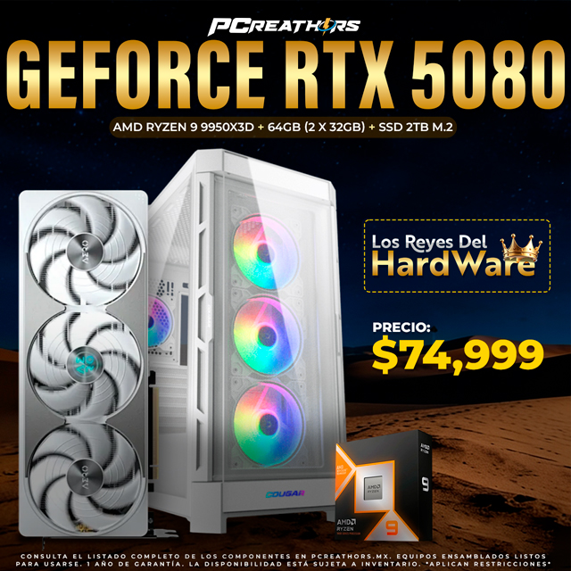 PCRA893 - Equipo AMD Ryzen 9 9950X3D + 64GB - 2 x 32GB + GeForce RTX 5080