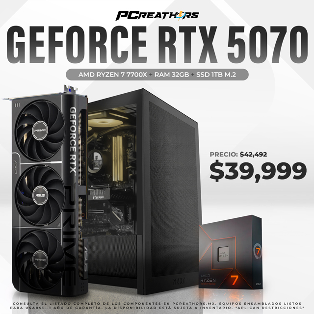 PCRA916 - Equipo AMD Ryzen 7 7700X + 32GB RAM + GeForce RTX 5070