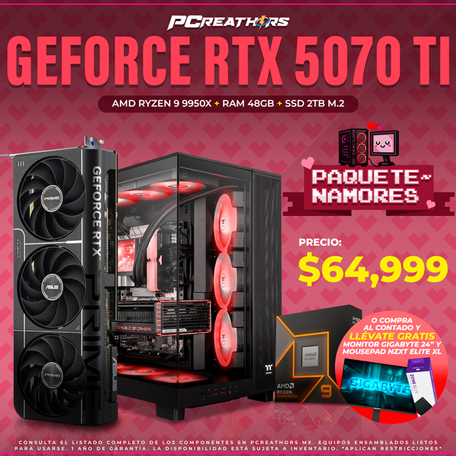 PCRA925 - Equipo AMD Ryzen 9 9950X + 48GB RAM + GeForce RTX 5070 Ti