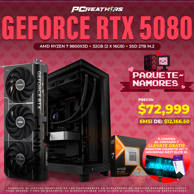 PCRA926 - Equipo AMD Ryzen 7 9800X3D + 32GB (2 x 16GB) + GeForce RTX 5080