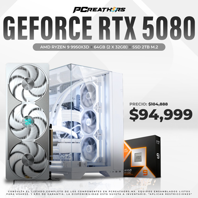 PCRA931 - Equipo AMD Ryzen 9 9950X3D + 64GB (2 x 32GB) + GeForce RTX 5080