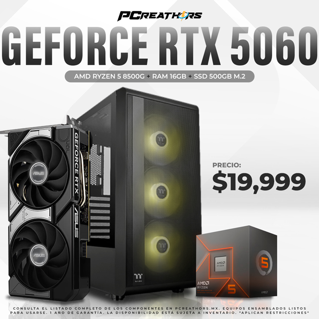 PCRA934 - Equipo AMD Ryzen 5 8500G + 16GB RAM + GeForce RTX 5060