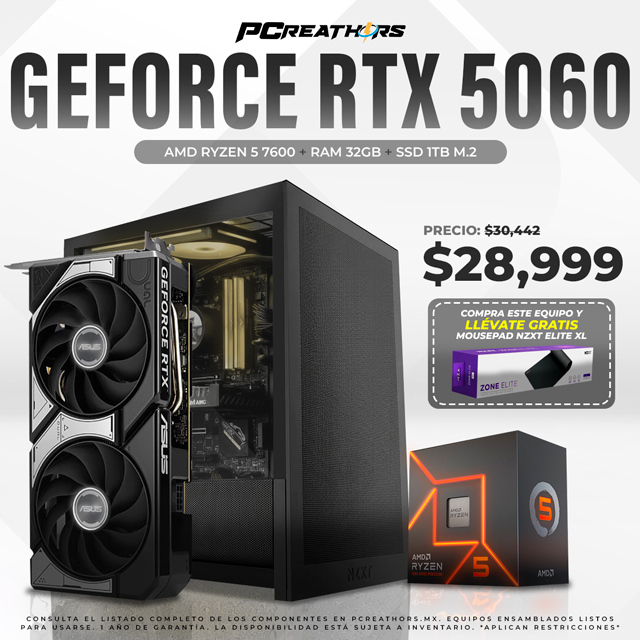 PCRA941 - EQUIPO AMD Ryzen 5 7600 + RAM 32GB + GeForce RTX 5060