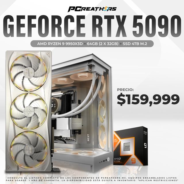 PCRA952 - Equipo AMD Ryzen 9 9950X3D + 64GB - 2 x 32GB + GeForce RTX 5090